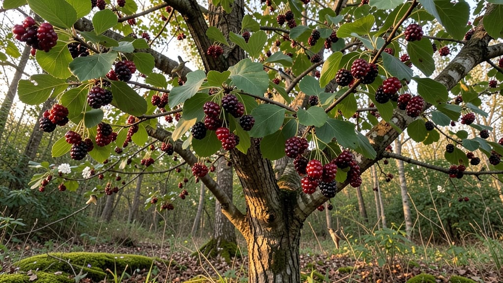 Black Haw Viburnum with Dark Red Berries