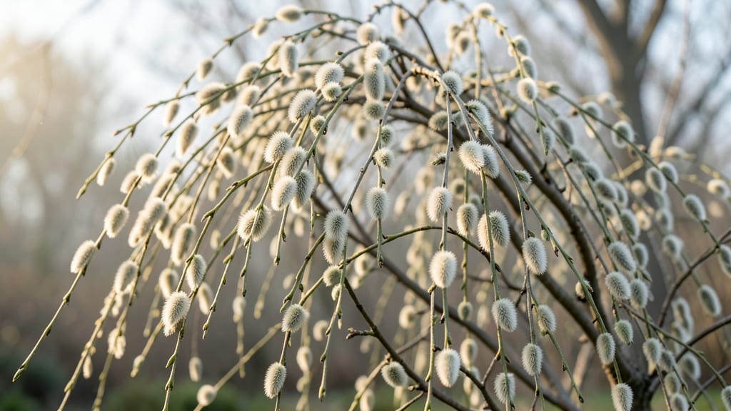 Pussy Willow with Soft White Catkin Pom Poms