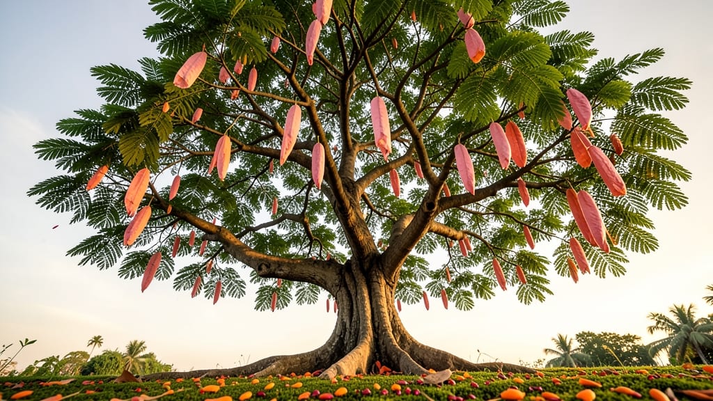 Royal Poinciana Tree's Vibrant Seed Pods