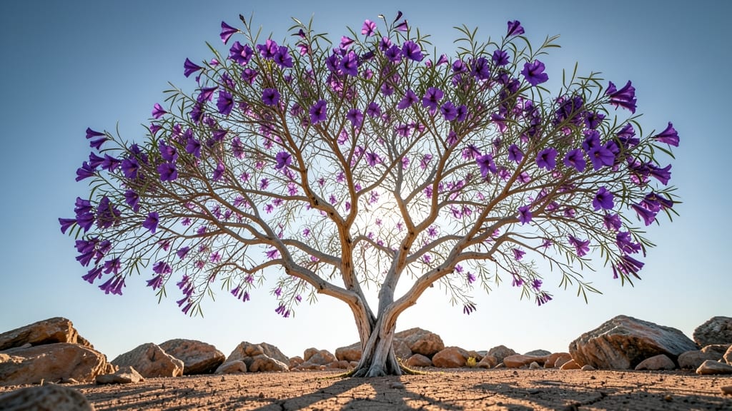 Desert Willow: Purple Trumpet Flowers