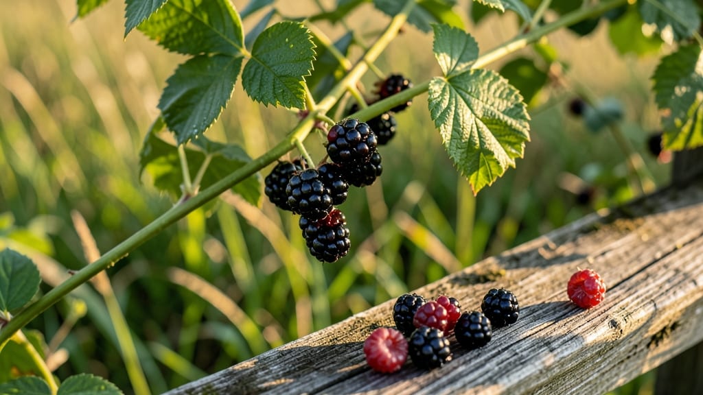 Black Raspberry Canes with Thorny Clusters