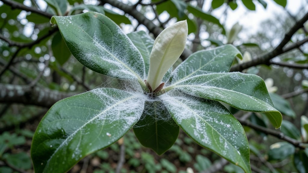White Fuzzy Mold on Leaves