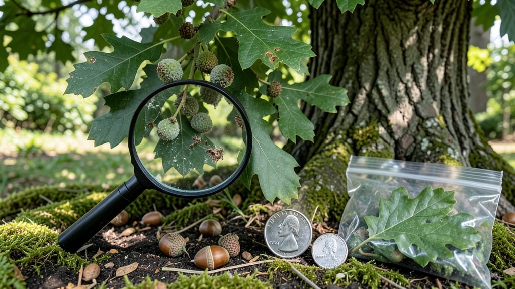 Growth On Oak Tree Leaves: Fungal Blight Cure With Copper Spray
