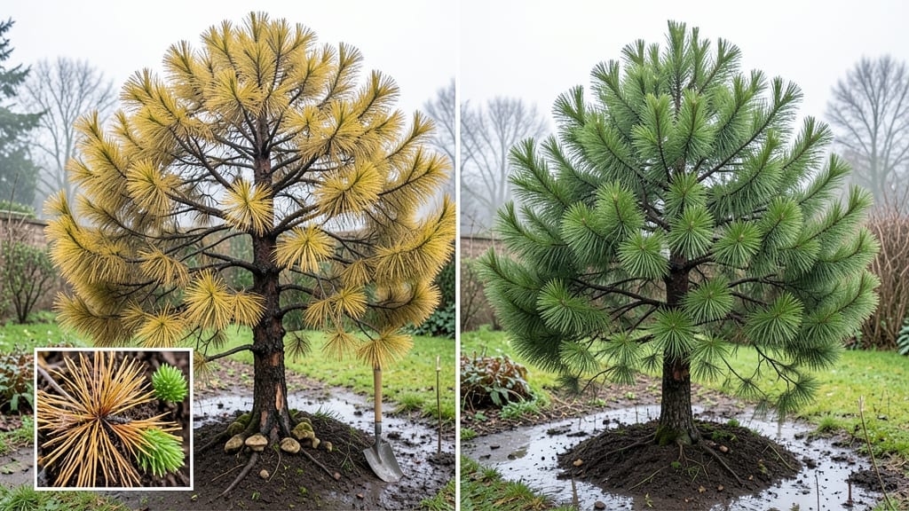 What Does an Overwatered Pine Tree Look Like?: Yellowing Needles and Mushy Roots Revealed