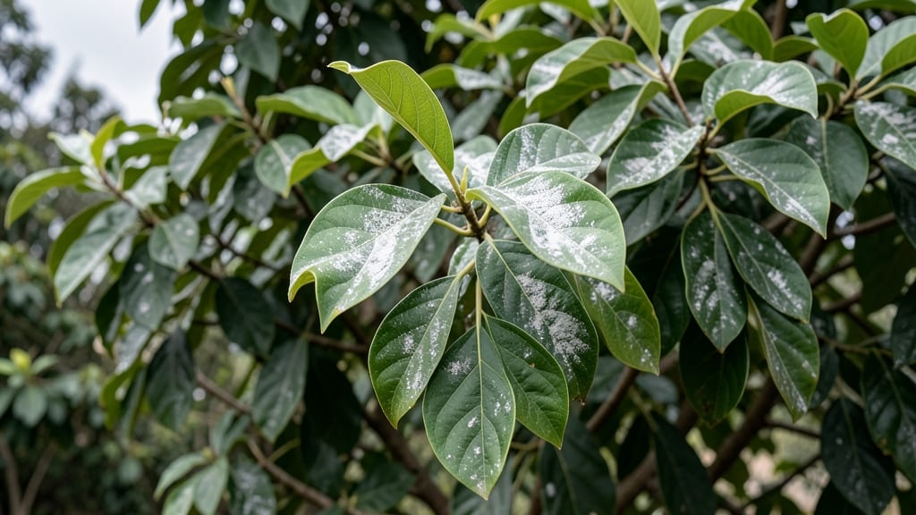 Powdery Mildew on Avocado Leaves