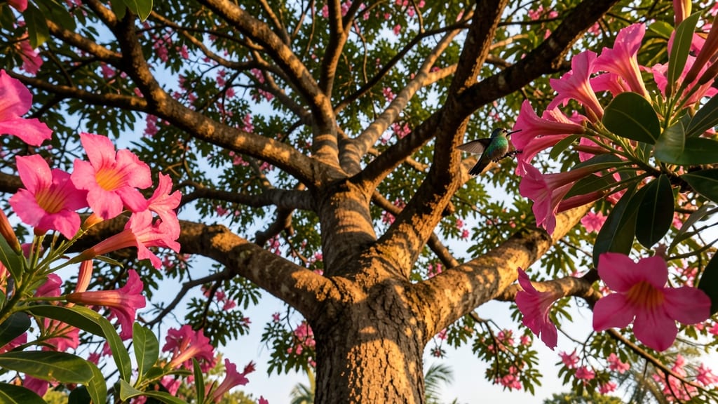 Pink Trumpet Tree's Exotic Blooms