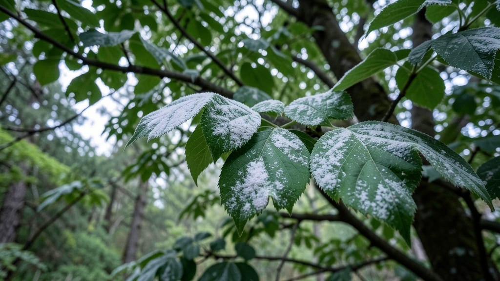 Powdery Mildew on Dogwood Leaves