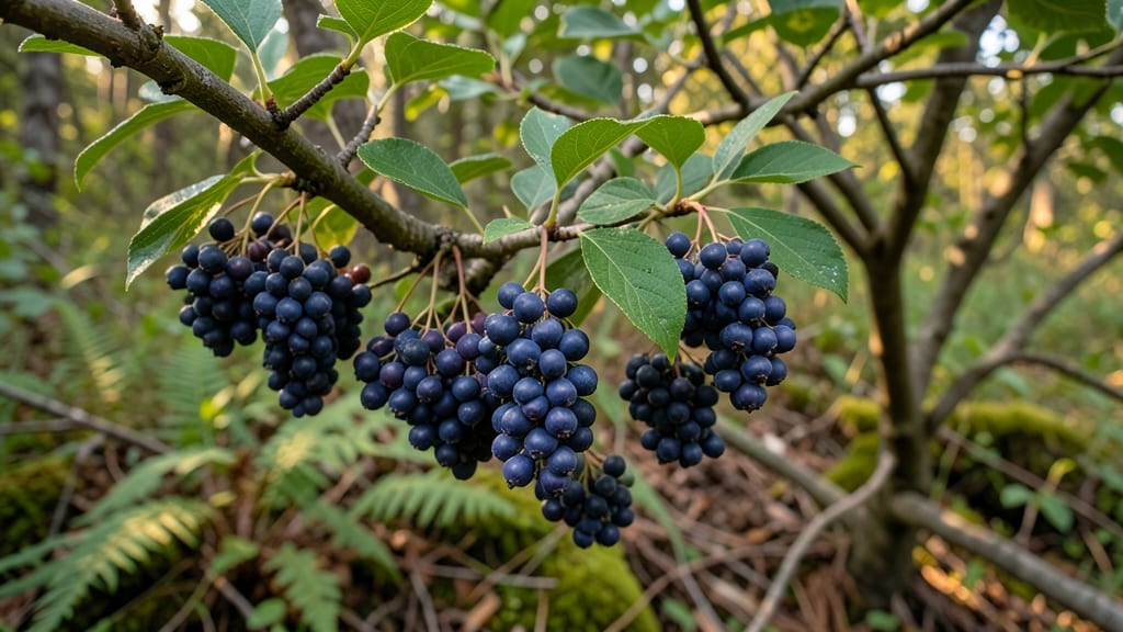 Elderberry Trees Producing Dark Purple Clusters