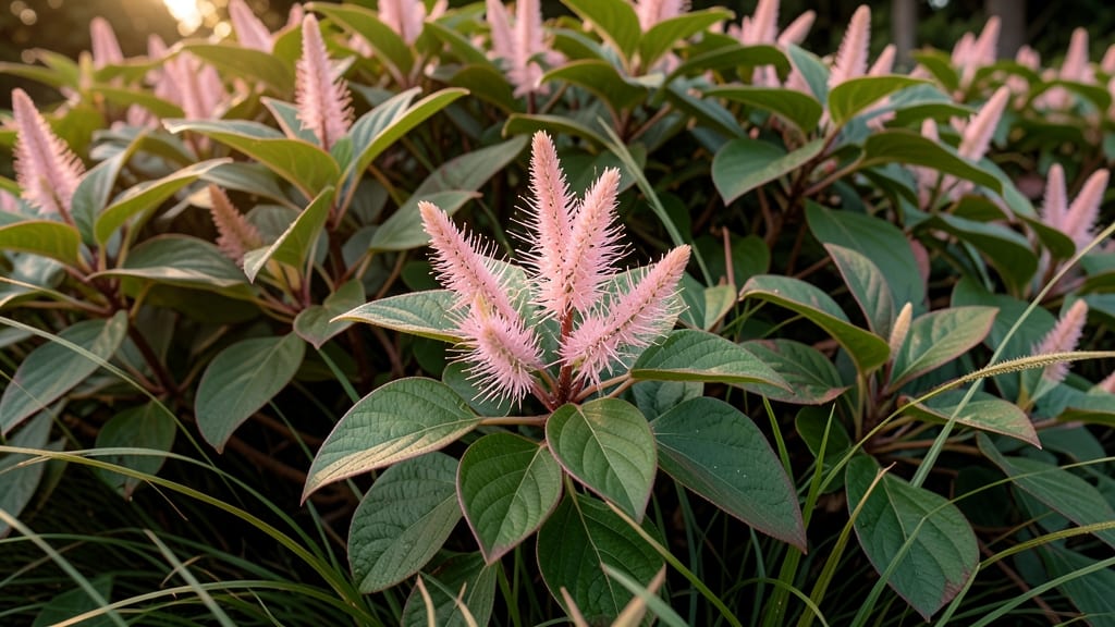 Heavenly Bamboo with Pink Flowers