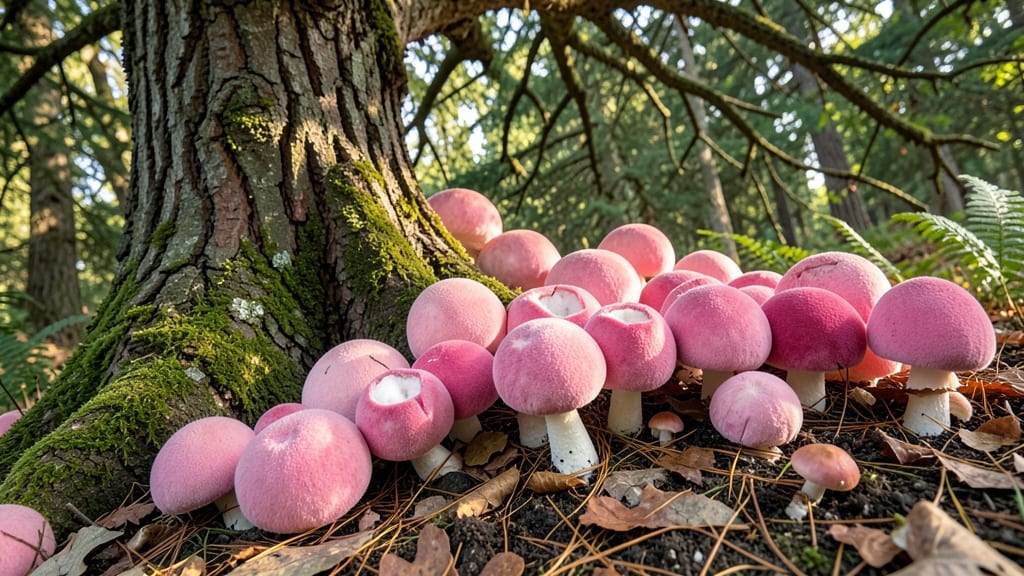 Pink Puffball Mushroom Tree (Calvatia excipuliformis)