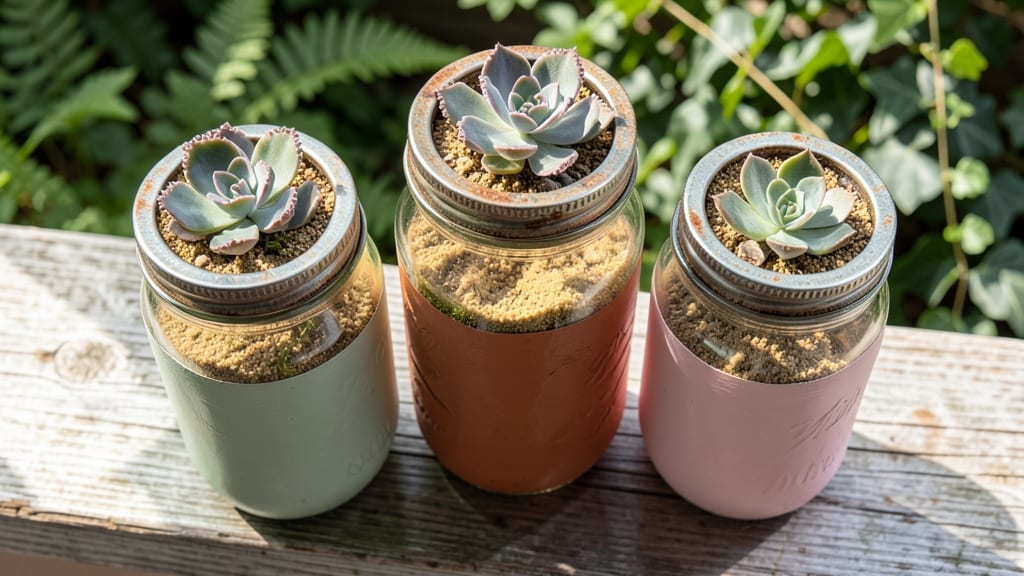 Painted Mason Jar Succulent Planters