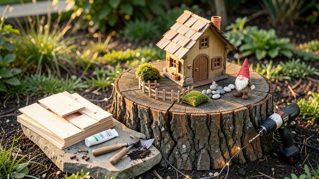 Tree Stump Gnome House Kits: Whimsical Fairy Garden Starter Sets