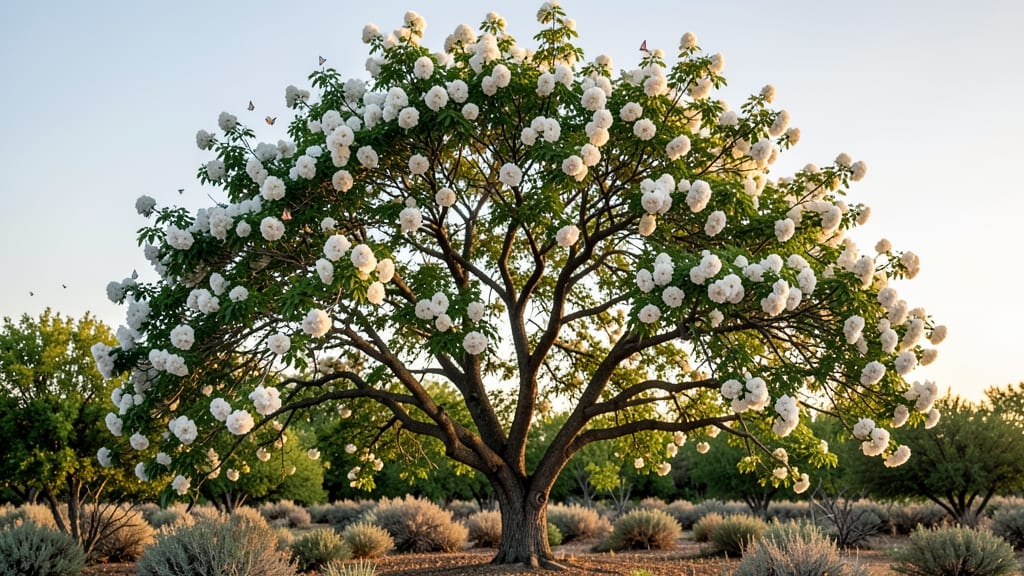 White Fringe Tree with Fluffy Pom-Pom Flowers