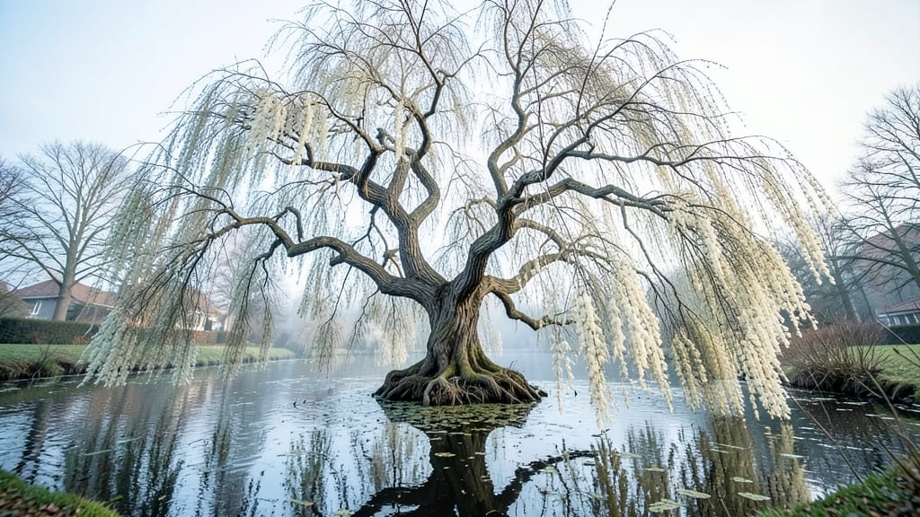 Corkscrew Willow with Fluffy White Catkins