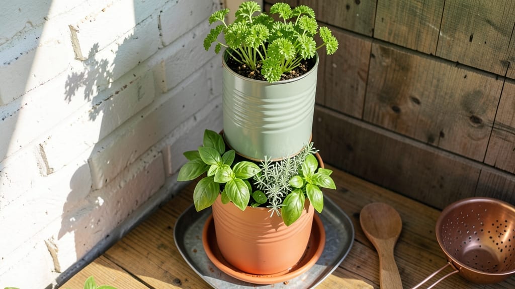 Upcycled Tin Can Herb Garden